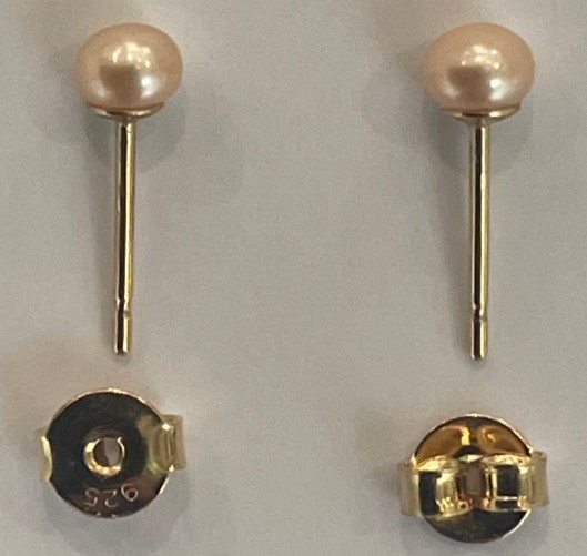 PUCES ARGENT DORE BOUTONS 3/4 de 04mm PERLES EAU DOUCE ROSE PECHE