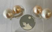 CLIPS ARGENT DOUBLES BI PERLES EAU DOUCE BOUTONS 08mmROSE&10mmBLANC 