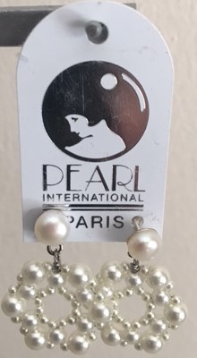 COLLIER+BOUCLES CLIPS PARURE RESILLE 898.2 ROSACE PERLES 