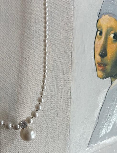 COLLIER 45cm en CHUTE + PENDENTIF ZIRCON 06mm et PERLE de BOHEME de qualité STH BOULE 12mm 
