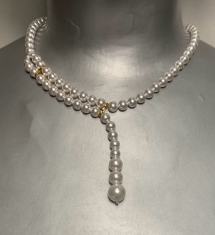 COLLIER 40m en Y 40cm PERLES de BOHEME de qualit� STH 1/2 Dble + Y en chute AD 