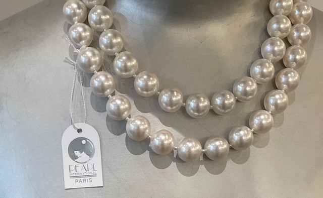 COLLIER 90cm SAUTOIR PERLES de BOHEME de qualité STH 14 et 02mm Fermoir ARGENT RHODIE 