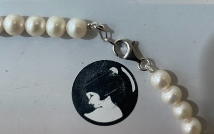 COLLIER 38cm PERLES EAU DOUCE 7,5/8mm, Enfilage simple, Fermoir ARGENT RHODIE