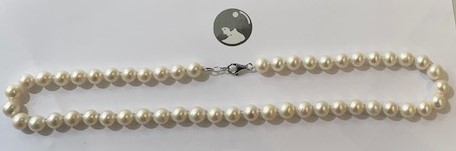 COLLIER PERLES EAU DOUCE 10mm 55cm AVEC NOEUD FERMOIR ARGENT