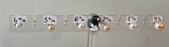 PUCES ARGENT DORE BOUTONS 3/4 de 10mm PERLES EAU DOUCE ROSE PECHE