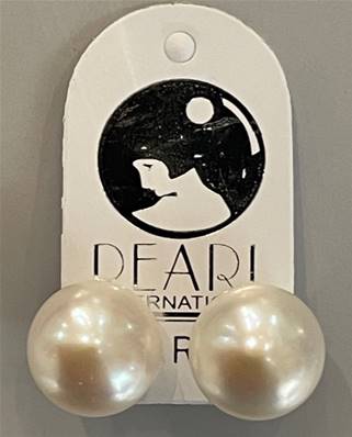 PUCES ARGENT BOUTONS 3/4 de 12mm PERLES EAU DOUCE BLANC