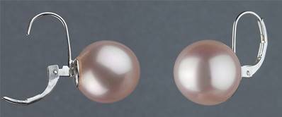 DORMEUSES CATALANES ARGENT PERLES IRISEES BOULES 12mm ROSE