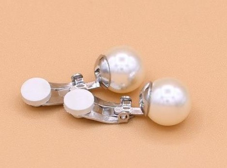 CLIPS ARGENT PERLES IRISEES BOULES 10mm BLANC 