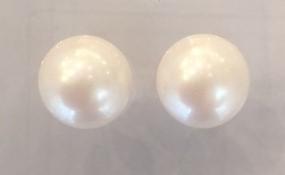 PUCES ARGENT BOUTONS 3/4 de 12mm PERLES EAU DOUCE BLANC