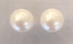 PUCES ARGENT BOUTONS 3/4 de 12mm PERLES EAU DOUCE BLANC