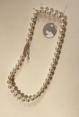 COLLIER 38cm - base de cou - PERLES de BOHEME BLANC de qualité STH 08mm  avec des Noeuds Fermoir A