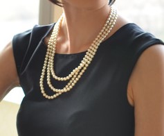 COLLIER 160cm SAUTOIR PERLES de BOHEME de qualité STH 06mm Crème. Enfilage avec des Noeuds FERMOIR ARGENT