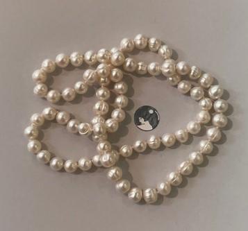 COLLIER PERLES EAU DOUCE 07/08mm 65cm avec Noeuds SANS FERMOIR 