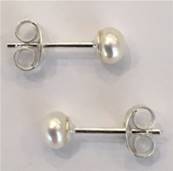 PUCES ARGENT BOUTONS 3/4 de 04mm PERLES EAU DOUCE BLANC