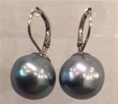 DORMEUSES CATALANES ARGENT PERLES IRISEES BOULES BAROQUES 10mm GRIS