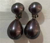 CLIPS ARGENT PERLES IRISES BOUTONS 12mm+POIRES 14X18mm NOIR IRISE - couleur TAHITI