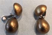 CLIPS ARGENT PERLES IRISEES BOUTONS 16mm+POIRES 14X18mm BRONZE