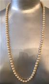 COLLIER PERLES BOHEME CREME 06mm 100cm avec des NOEUDS FERMOIR ARGENT