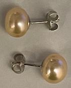 PUCES ARGENT BOUTONS 3/4 de 09mm PERLES EAU DOUCE ROSE PECHE