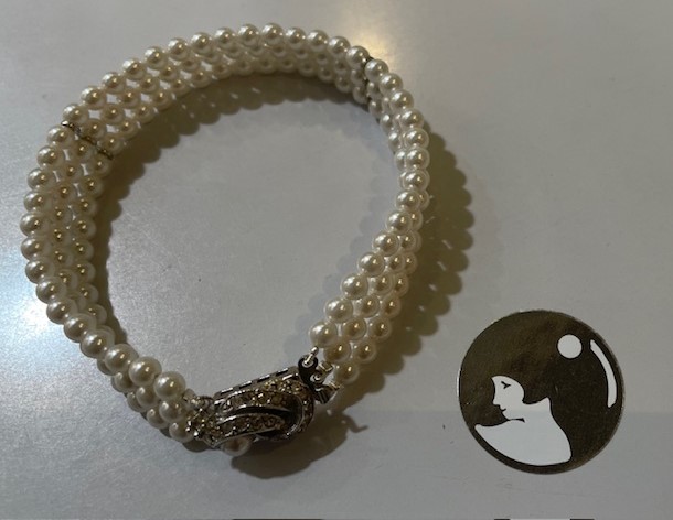 BRACELET PERLES BOHEME de qualité STH BLANC 04mm 18m FERMOIR en RHODIUM avec STRASS et 1 PERLE