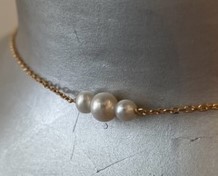 COLLIER 90cm CHAINE PLO recto-verso PERLES EAU DOUCE . SANS FERMOIR