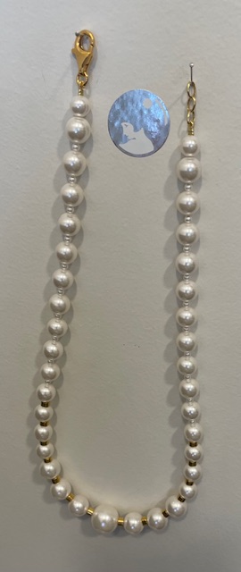 COLLIER 50cm PERLES de BOHEME de qualité STH en CHUTE 08 à 16mm + INTERCALAIRE en METAL DORE. FERMOIR en ARGENT DORE 