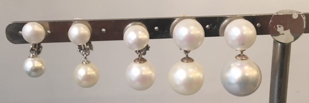 CLIPS ARGENT BOUTONS 10mm+BOULES 16mm PERLES IRISEES