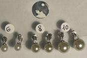 PUCES COQUILLES ARGENT STRASS 10CN1 +PERLES IRISEES 08mm