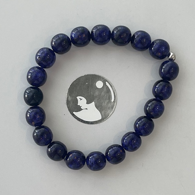 BRACELET ELASTIQUE 20 PERLES LAPIS LAZULIE 10mm 