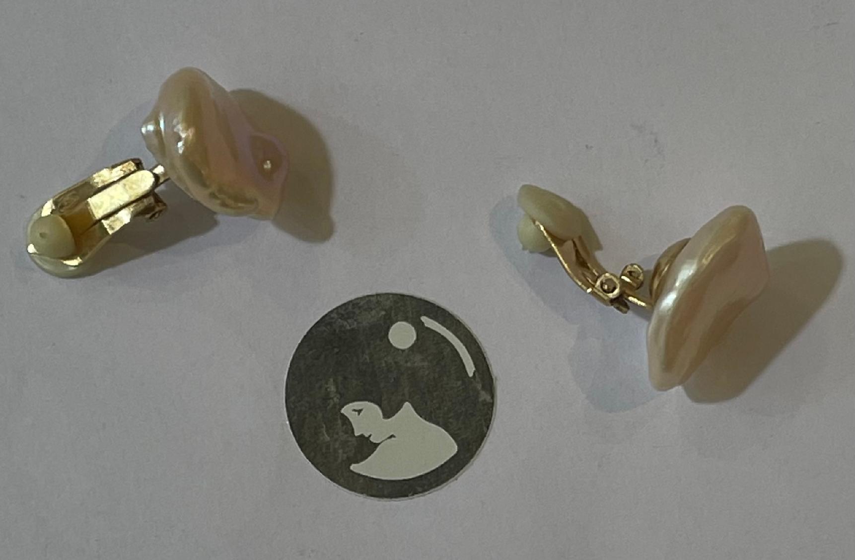 CLIPS ARGENT DORE+PERLES KESHIS N°6 NACRE ROSE HC