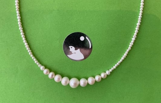COLLIER 40cm en CHUTE / DEGRADE PERLES EAU DOUCE 08 à 01mm FERMOIR ARGENT  