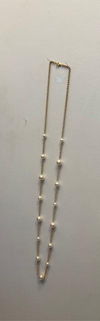 COLLIER SAUTOIR 90cm  CHAINE ARGENT DORE PERLES de BOHEME de qualité STH 08mm+10mm+12mm= 