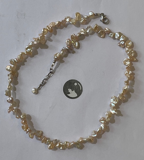 COLLIER 45cm PERLES EAU DOUCE KESHIS légèrement rosées AG