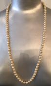 COLLIER PERLES BOHEME 07mm 90cm avec des NOEUDS FERMOIR ARGENT