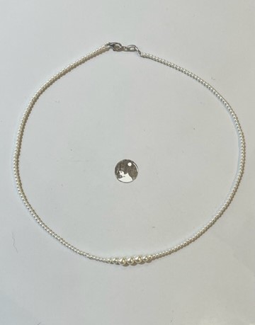 COLLIER 40cm PERLES UREA 1 CHUTE Fermoir ARGENT