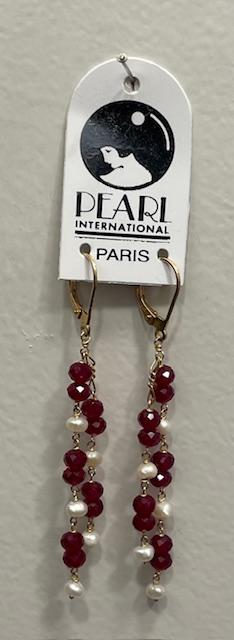 DORMEUSES TOKYO ARGENT DORE PERLES d'EAU DOUCE et GRENATS