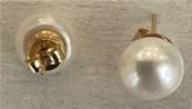 PUCES ARGENT DORE BOUTONS 3/4 de 10mm PERLES EAU DOUCE BLANC