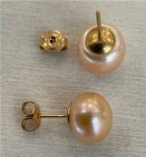 PUCES ARGENT DORE BOUTONS 3/4 de 11mm ROSE PECHE