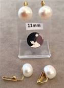 BABY CLIPS FRESH WATER PEARLS WHITE CREAM BUTTONS 11mm