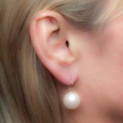 DORMEUSES CATALANES ARGENT PERLES de BOHEME qualit STH  BOULES 14mm BLANC