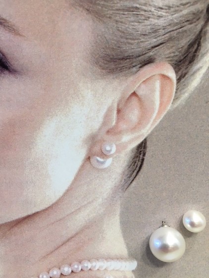 BOUCLES DUO PUCES ARGENT 925°% PERLES de BOHEME de qualité STH 06 et14mm BO/1006.14
