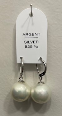 DORMEUSES TOKYO ARGENT 925°%  PERLES IRISEES BOULES 16mm