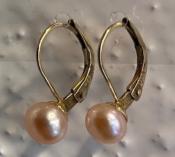 DORMEUSES CATALANES ARGENT DORE BOUTONS 06mm PERLES EAU DOUCE ROSE PECHE 