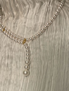 COLLIER 40m en Y 40cm PERLES de BOHEME de qualité STH 1/2 Dble + Y en chute AD 