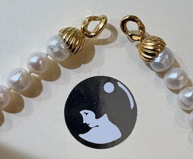 COLLIER 120cm SAUTOIR PERLES EAU DOUCE 08mm NDS FERMOIR TOI et MOI ARGENT DORE