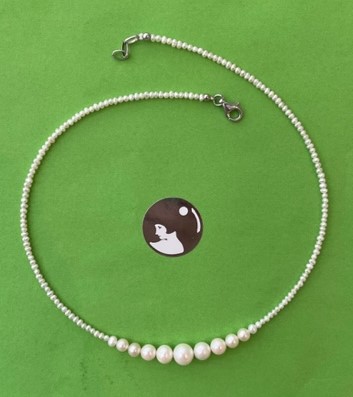 COLLIER 40cm en CHUTE / DEGRADE PERLES EAU DOUCE 08 à 01mm FERMOIR ARGENT  