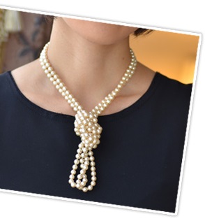 COLLIER SAUTOIR 100cm PERLES de BOHEME de qualité STH BLANC 05mm.ENFILAGE à NOEUDS FERMOIR ARGENT