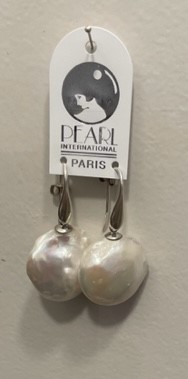 DORMEUSES ITALIENNES ARGENT + PERLES d'EAU DOUCE KESHIS 20x21mm