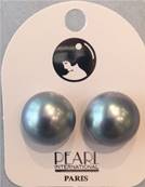 CLIPS ARGENT PERLES IRISEES BOUTONS 16mm GRIS