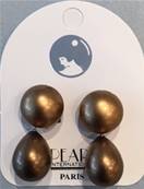 CLIPS ARGENT PERLES IRISEES BOUTONS 16mm+POIRES 14X18mm BRONZE